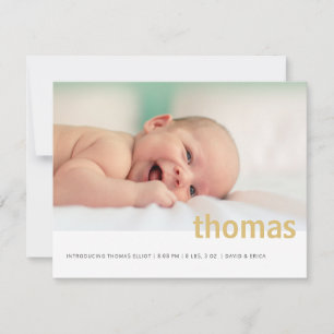 Nom simple en gras Photo Faire-part bébé