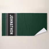 Nom Simple Noir Blanc Son Vert (Serviette de bain)