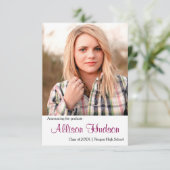 Nom simple photo violet - 3x5 Grad Faire-part (Debout devant)