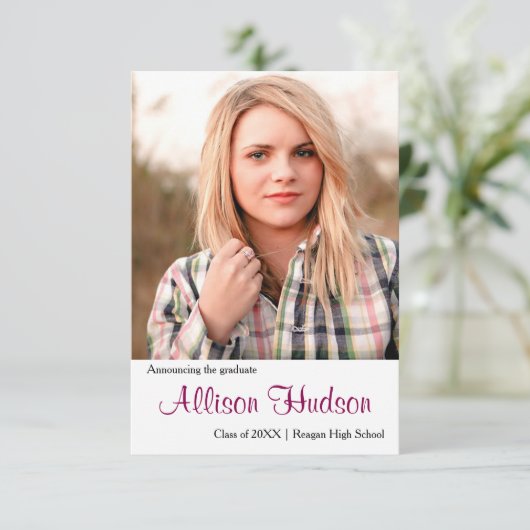 Nom simple photo violet - 3x5 Grad Faire-part (Debout devant)