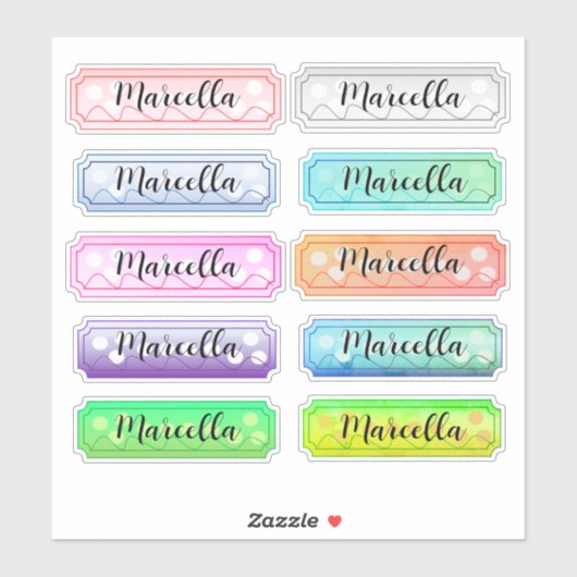 Nom Sticker Set de belles couleurs (Feuille)