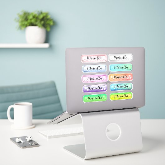 Nom Sticker Set de belles couleurs (Ordinateur portable sur le bureau)