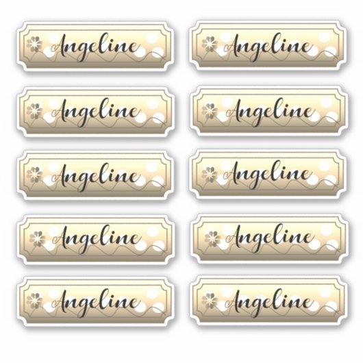 Nom Sticker Set Gold Flowers (Devant)