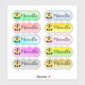 Nom Sticker Set Multi Color Avec Face Mignonne (Feuille)