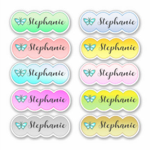 Nom Sticker Set Multi Couleur Avec Papillon