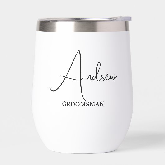 Nom stylisé blanc Mariage Groomsman (Gauche)