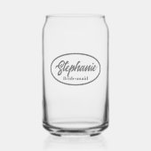 Nom Stylisé gris foncé Mariage Bridesmaid Verre (Recto)