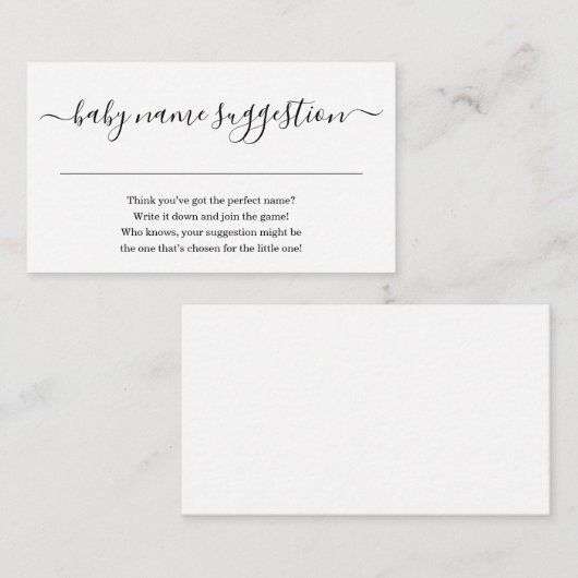 Nom Suggestion Baby shower Invitation Simple (Devant / Derrière)
