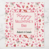 Nom sur Étiquette de vin Heureuse Sainte-Valentin (Étiquettes simples)