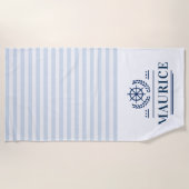 nom sur mesure serviette de plage bleu marine rayu (Devant)