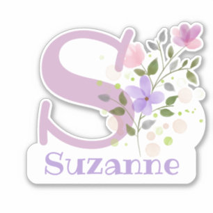 Nom Suzanne avec la lettre S Sticker coupé