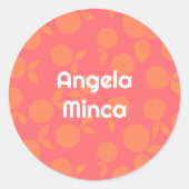 Nom tangerine motif autocollant rond (Devant)
