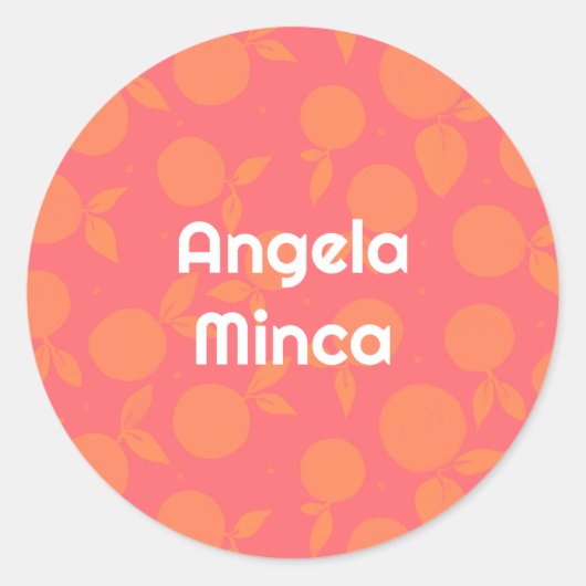 Nom tangerine motif autocollant rond (Devant)