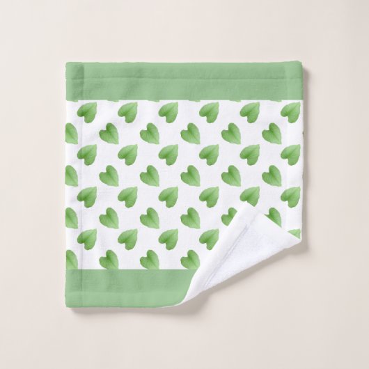 Nom Texte et Feuilles verts en blanc (Gant de toilette)