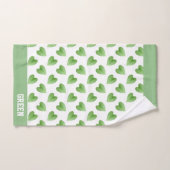 Nom Texte et Feuilles verts en blanc (Serviette à main)