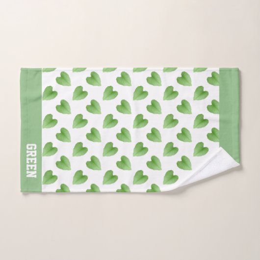 Nom Texte et Feuilles verts en blanc (Serviette à main)