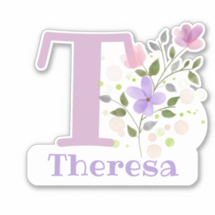 Nom Theresa avec la lettre T Sticker coupé