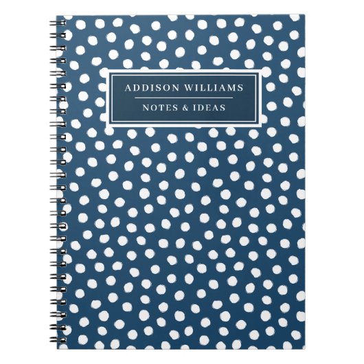 Nom unique Marine Blue White Dots Carnet personnal (Devant)