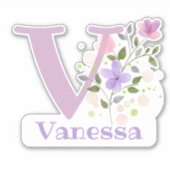 Nom Vanessa avec la lettre V Sticker découpe (Devant)