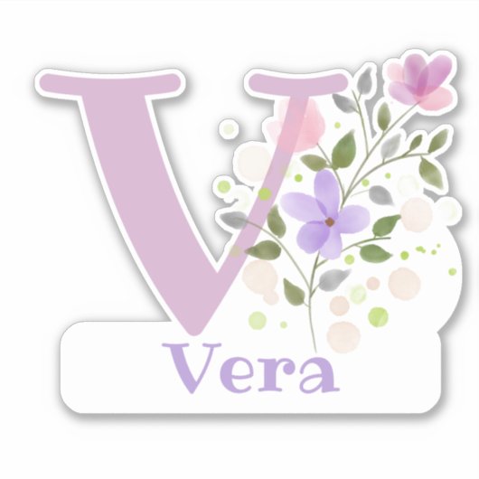 Nom Vera avec la lettre V Autocollant découpé (Devant)
