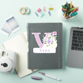Nom Vera avec la lettre V Autocollant découpé (Couverture iPad)