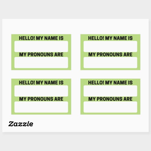 Nom vert jaune et Étiquettes Pronoun (Feuille)