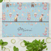 Nom, Vintage moderne bleu Pâques serviette de cuis (Plié)