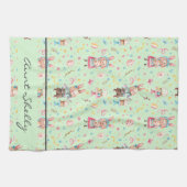 Nom, Vintage moderne vert Pâques serviette de cuis (Horizontal)