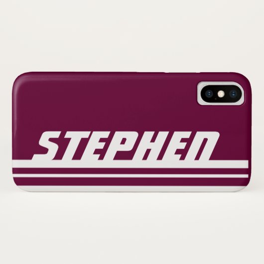 Nom violet & blanc bande coque iphone sport (Dos (Horizontal))