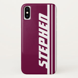 Nom violet & blanc bande coque iphone sport