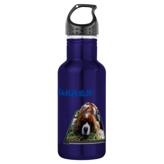 Nom Warren Avec Chien Cavalier, Bouteille D'Eau (Devant)