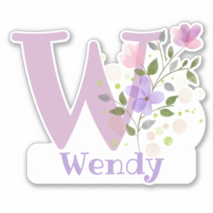 Nom Wendy avec la lettre W Autocollant découpé