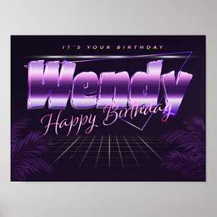 Nom Wendy Vorname lila retro Poster Geburtstag