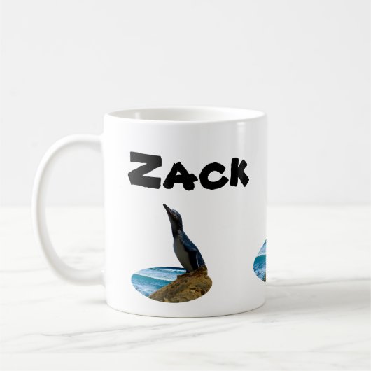 Nom Zack Avec Pingouin, Mug De Café (Gauche)