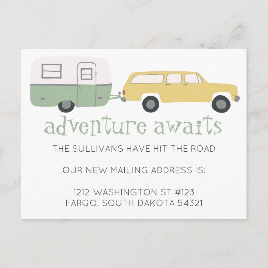 NOMAD Nieuw postadres AVONTUUR WACHT OP RV Briefkaart (Voorkant)