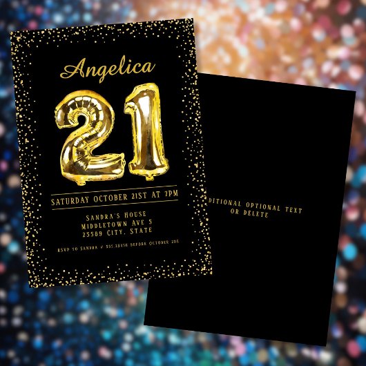 Nombre Ballons 21e Invitation d'anniversaire