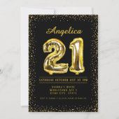 Nombre Ballons 21e Invitation d'anniversaire (Devant)