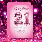 Nombre Ballons 21e Script Invitation Anniversaire