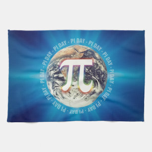 Nombre de pi sur les serviettes de cuisine bleues