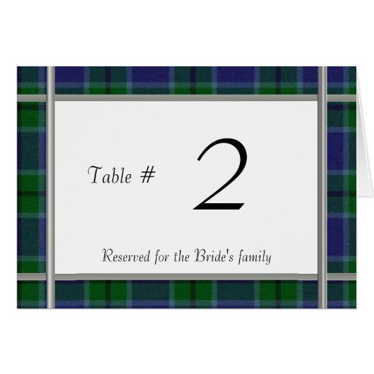 Nombre de table de réception de mariage de plaid (Devant Horizontal)
