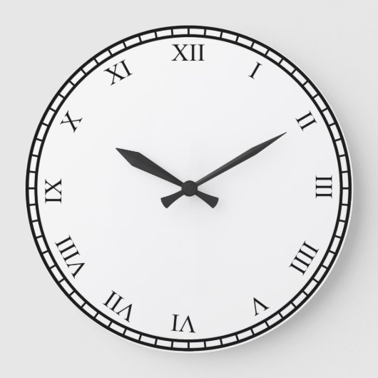 Nombres Romains Noirs Horloge Ronde Face & Horloge (Recto)
