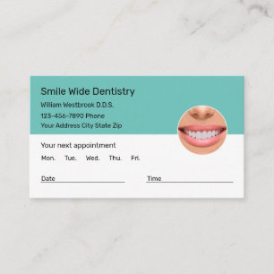 Nomination des dentistes Cartes de visite Concepti