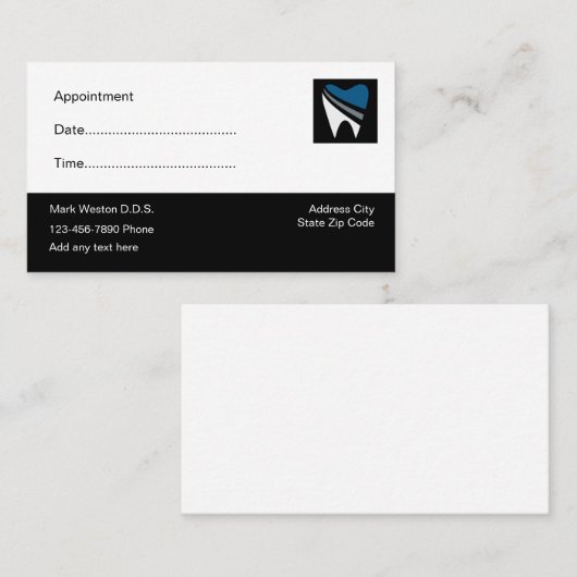 Nomination d'un dentiste simple Cartes de visite (Devant / Derrière)