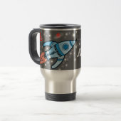 Nommé 6 lettres espace gris bleu rouge gosses mug (Devant gauche)