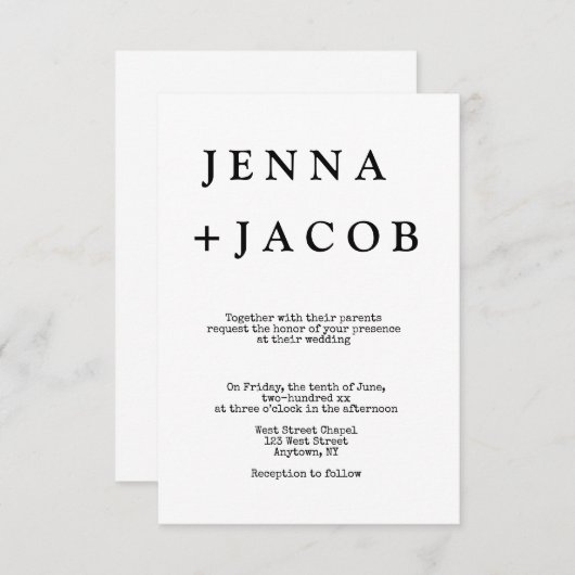 Nommer les invitations de mariage (Devant / Derrière)