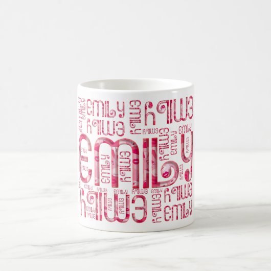 Nommez Emily tasse rose mignonne de typographie de (Centre)