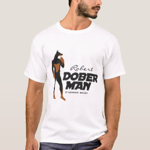 Nommez votre T-shirt de super héros de dobermann