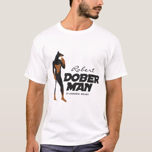 Nommez votre T-shirt de super héros de dobermann (Devant)
