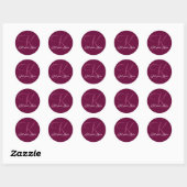 Noms Bourgogne Monogramme K Mariage Faveur Sticker (Feuille)