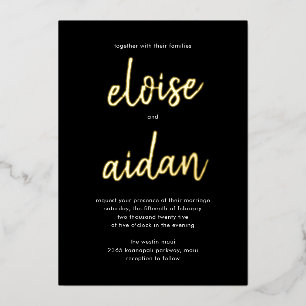 Noms Brossés Véritable Faire-part de mariage Foil 